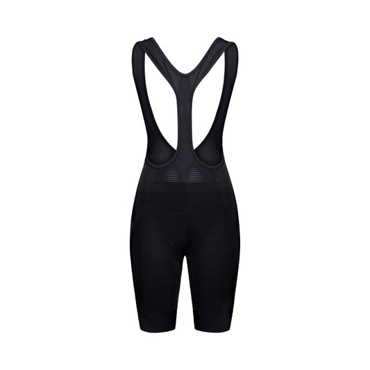 Calções curtos de ciclismo com alças POC CADENCE para mulher, pretos — fundo branco, 2000 x 2000