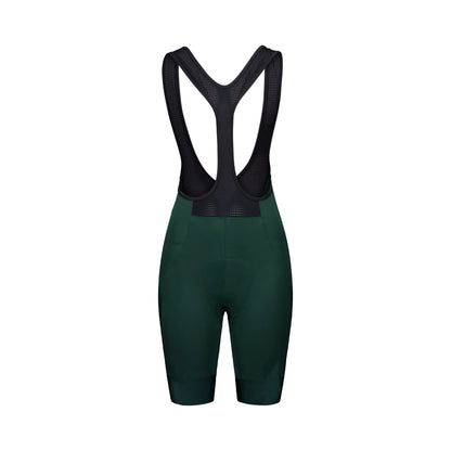Calções curtos de ciclismo com alças POC CADENCE para mulher, verdes — fundo branco, 2000 x 2000