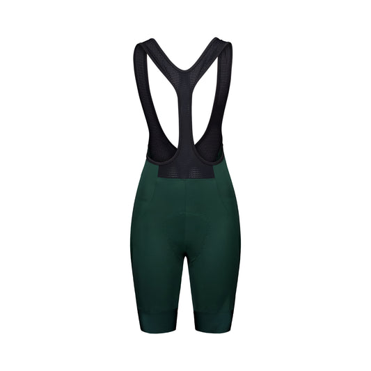 Calções curtos de ciclismo com alças POC CADENCE para mulher, verdes — fundo branco, 2000 x 2000