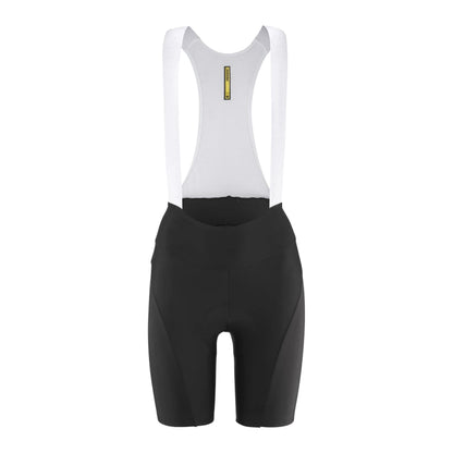 Calções curtos de ciclismo com alças MAVIC AKSIUM para mulher, pretos — fundo branco, 2000 x 2000
