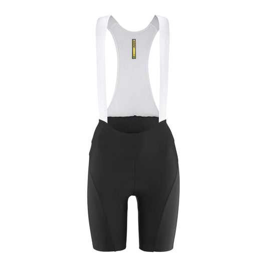 Calções curtos de ciclismo com alças MAVIC AKSIUM para mulher, pretos — fundo branco, 2000 x 2000