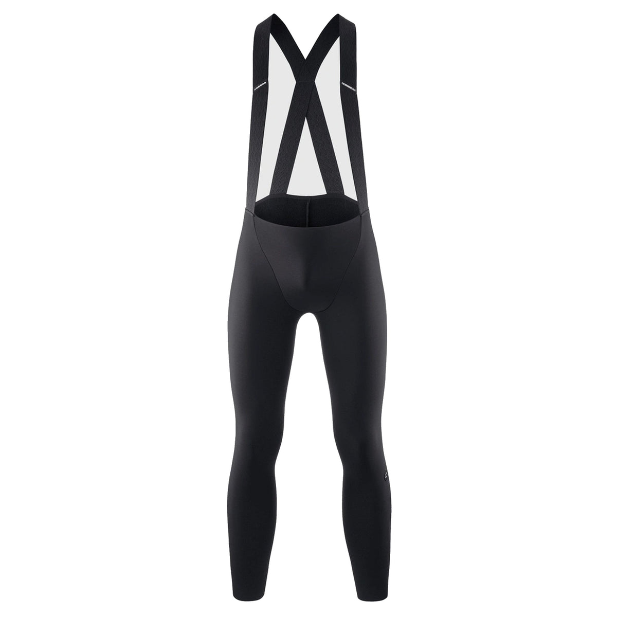 Calças compridas de ciclismo com alças ASSOS ENDURANCE THERMOBOOSTER S11, pretas — fundo branco, 2000 x 2000
