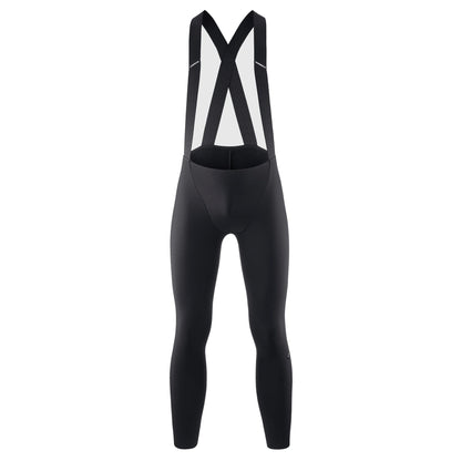 Calças compridas de ciclismo com alças ASSOS ENDURANCE THERMOBOOSTER S11, pretas — fundo branco, 2000 x 2000