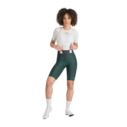 Calções curtos de ciclismo com alças SPORTFUL LTD 2 para mulher caqui — fundo branco, 2000 x 2000