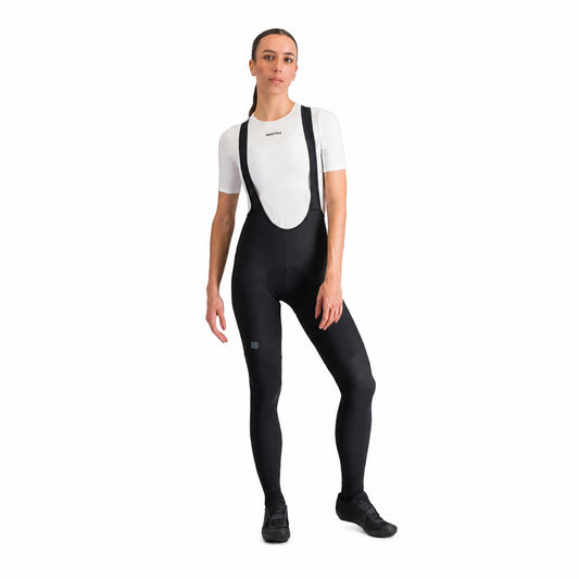 Calças compridas de ciclismo com alças SPORTFUL PULSE para mulher pretas — fundo branco, 2000 x 2000