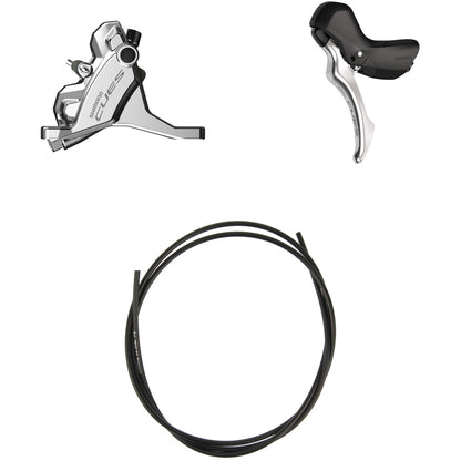Manete Esquerda e Pinça Dianteira SHIMANO CUES U6030 Mono Flatmount Sem Disco - Edição Polish Silver