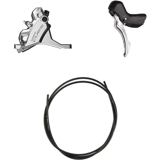 Manete Esquerda e Pinça Dianteira SHIMANO CUES U6030 Mono Flatmount Sem Disco - Edição Polish Silver