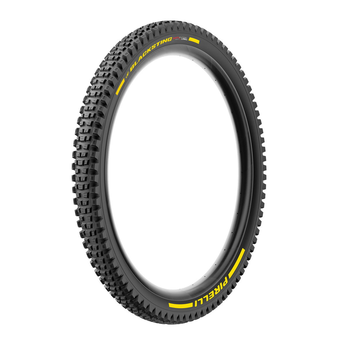 Pneu PIRELLI SCORPION BLACK STING 27.5x2.40 Soft DualWall Tubeless Ready de talão flexível Preto/Amarelo Edição de Equipa