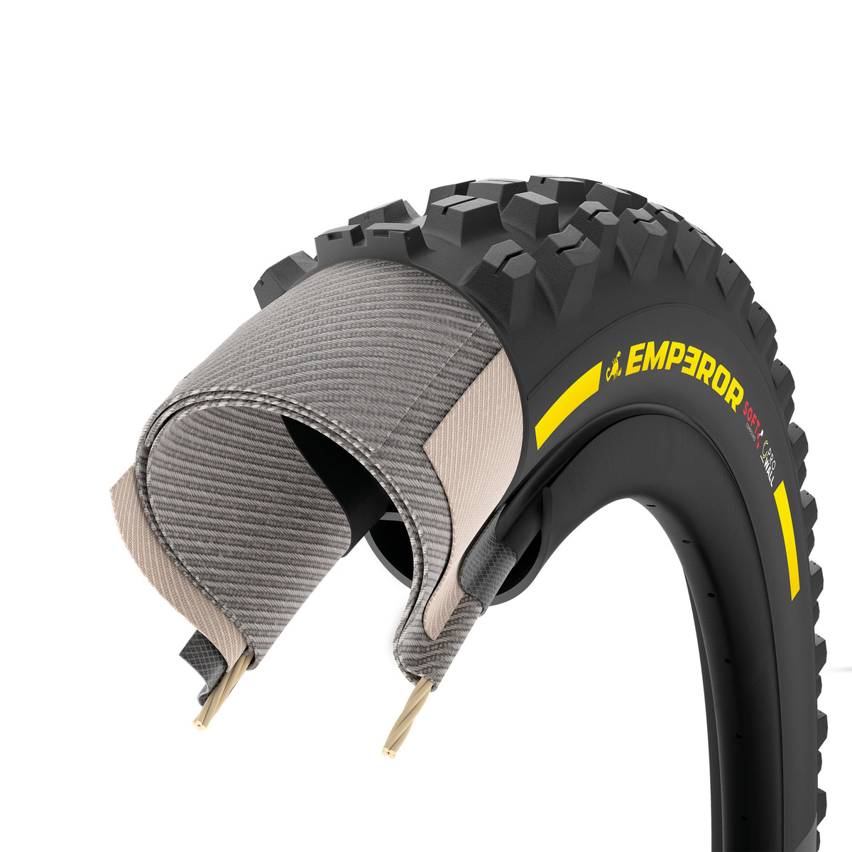 Pneu PIRELLI SCORPION EMPEROR 27.5x2.40 Soft ProWall Tubeless Ready de talão flexível preto/amarelo Team Edition