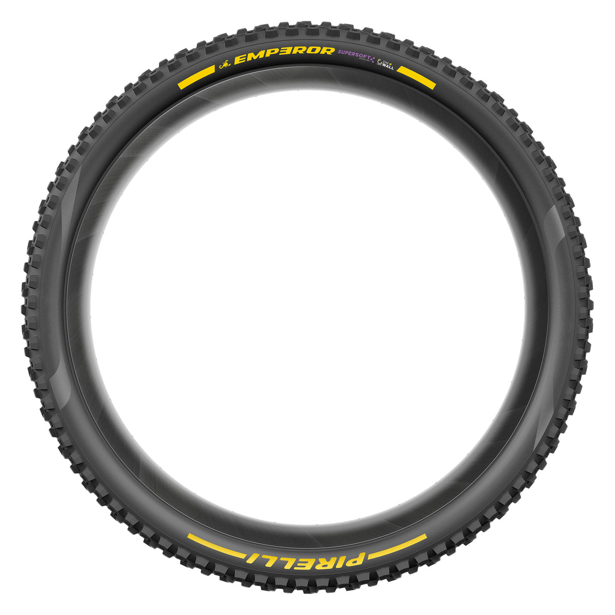 Pneu PIRELLI SCORPION EMPEROR 27.5x2.40 Supersoft DH+Wall Tubeless Ready de talão flexível preto/amarelo Team Edition