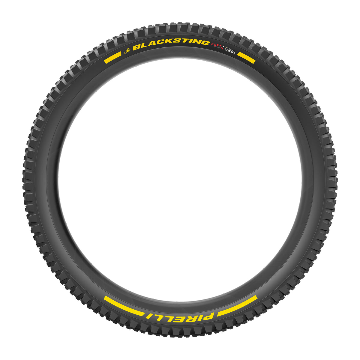 Pneu PIRELLI SCORPION BLACK STING 27.5x2.40 Soft DualWall Tubeless Ready de talão flexível Preto/Amarelo Edição de Equipa