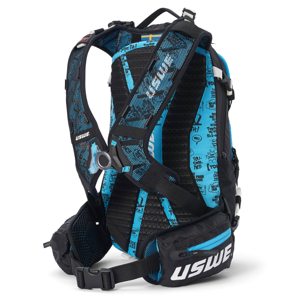 Mochila USWE FLOW 16 L com alça de ombro integrada Preto/Azul