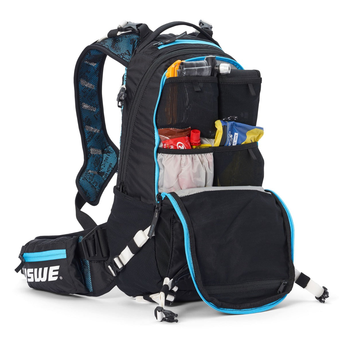 Mochila USWE FLOW 16 L com alça de ombro integrada Preto/Azul