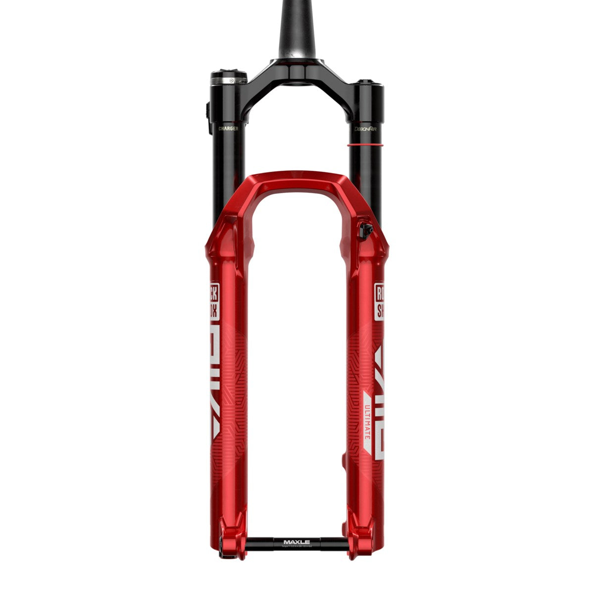 Suspensão ROCKSHOX PIKE ULTIMATE FLIGHT ATTENDANT vermelha - vista de frente