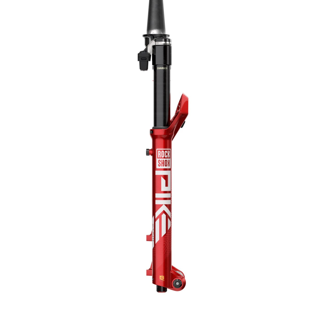 Suspensão ROCKSHOX PIKE ULTIMATE FLIGHT ATTENDANT vermelha - vista de perfil
