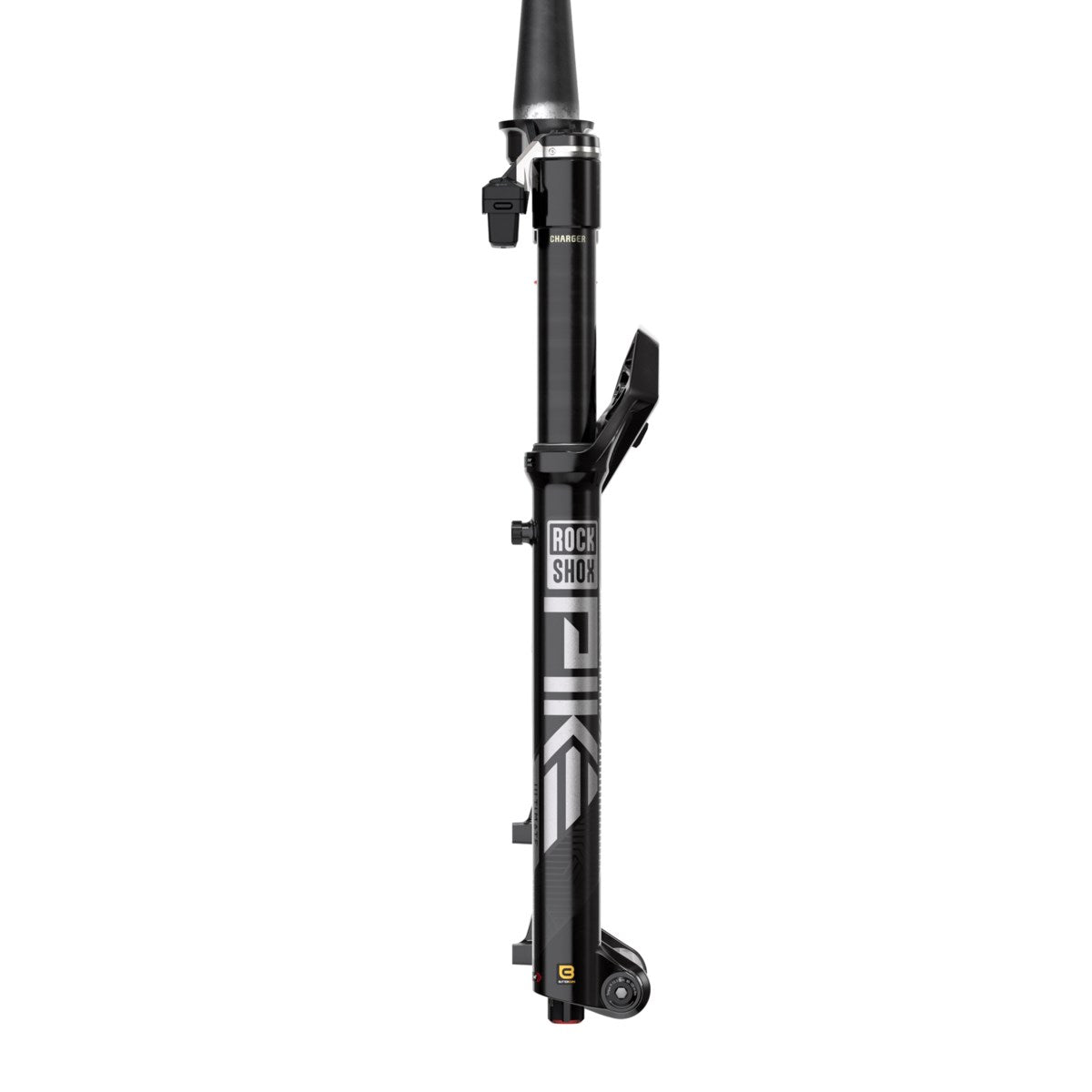 Suspensão dianteira ROCKSHOX PIKE ULTIMATE FLIGHT ATTENDANT preta - vista de perfil
