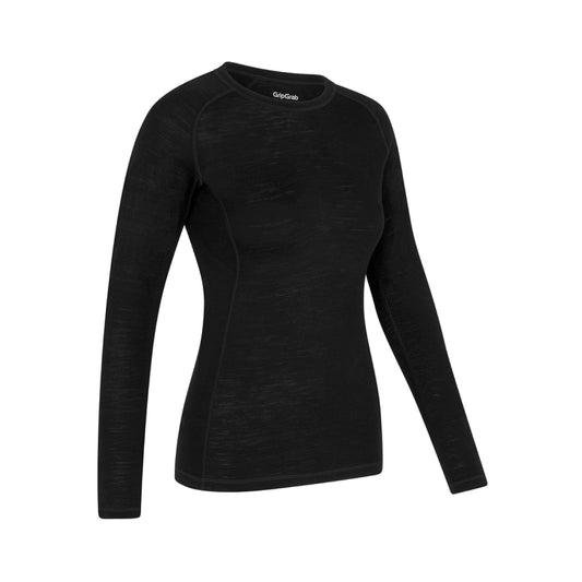 Camisola interior de manga comprida para mulher GRIPGRAB MERINO BLEND THERMAL preta