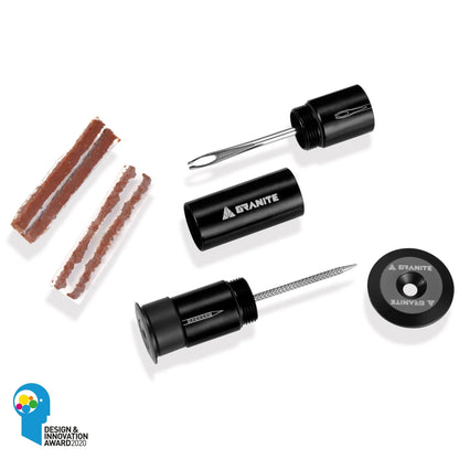 Kit de Reparação Tubeless Integrado no Guiador GRANITE DESIGN CNC + 4 Mèches Preto