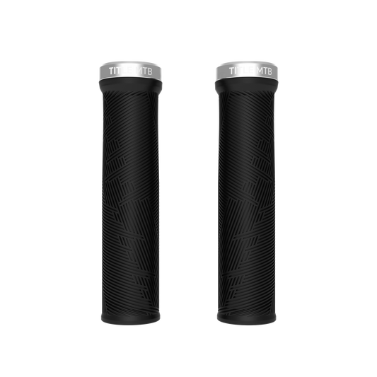 Grips Title MTB FORM Lock-On XL Preto com colar cromado - par vista de frente