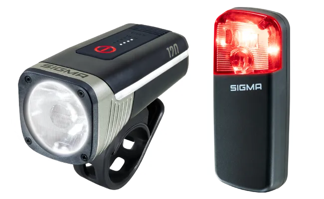 Conjunto de luz dianteira e traseira SIGMA AURA 120 / RECO 80 LINK