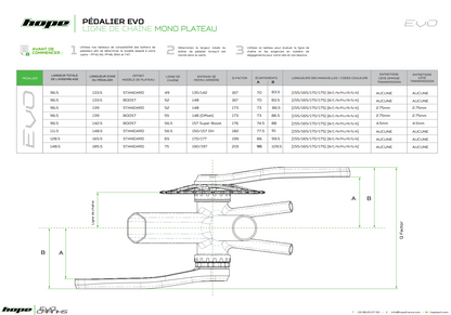 Manivelas HOPE EVO Caixa de Pedalier 68/73mm Preto