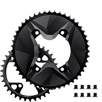 Par de Pratos 12V ALUGEAR AERO 110 BCD para Shimano GRX Preto