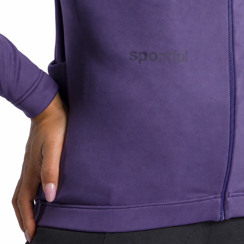Casaco de senhora SPORTFUL CLASSIC 2 violeta, pormenor da parte da frente sobre fundo branco