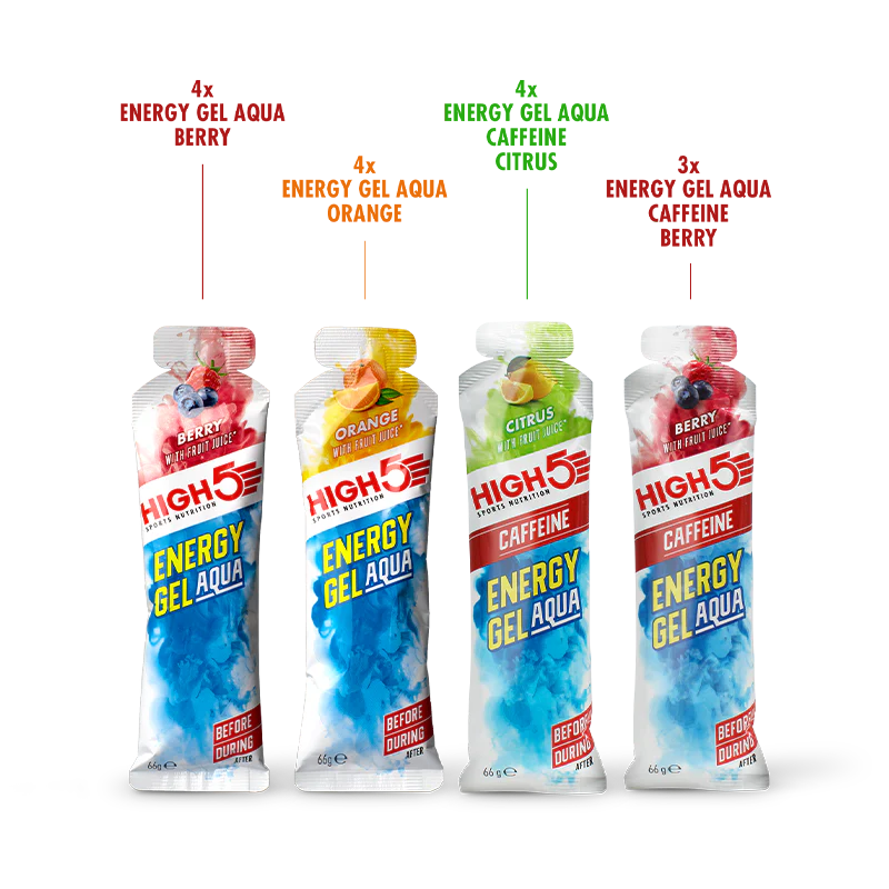 Embalagem HIGH5 ENERGY GEL Aqua (15x 66g) Mistura de sabores