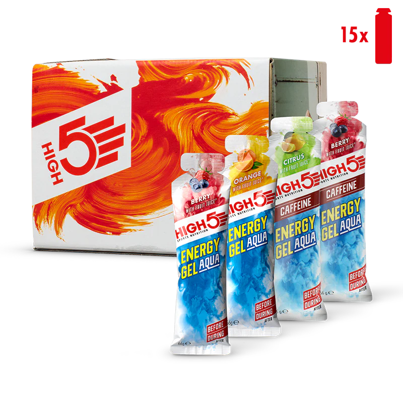 Embalagem HIGH5 ENERGY GEL Aqua (15x 66g) Mistura de sabores