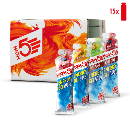 Embalagem HIGH5 ENERGY GEL Aqua (15x 66g) Mistura de sabores