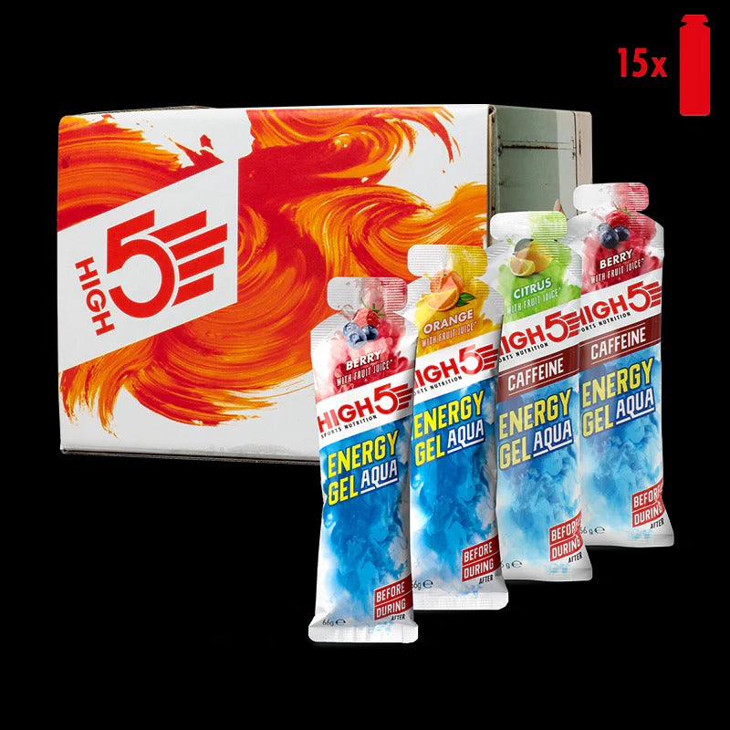 Embalagem HIGH5 ENERGY GEL Aqua (15x 66g) Mistura de sabores