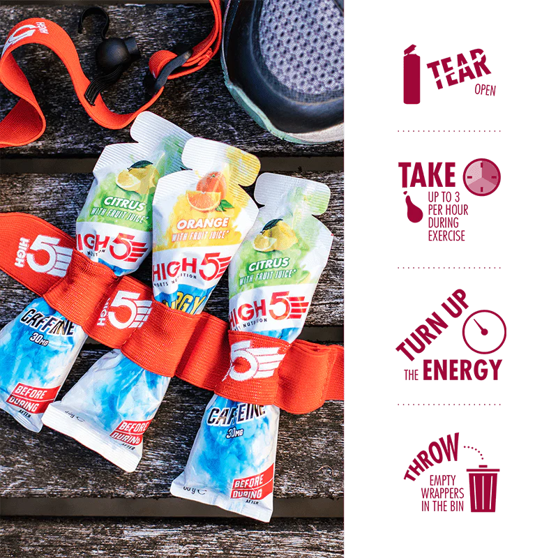 Embalagem HIGH5 ENERGY GEL Aqua (15x 66g) Mistura de sabores