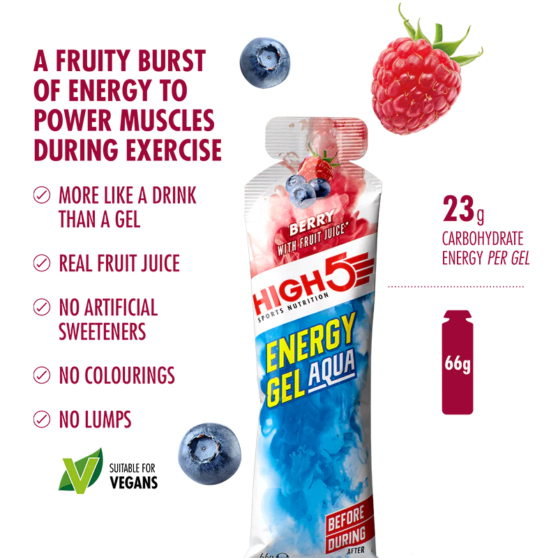 Embalagem HIGH5 ENERGY GEL Aqua (15x 66g) Mistura de sabores