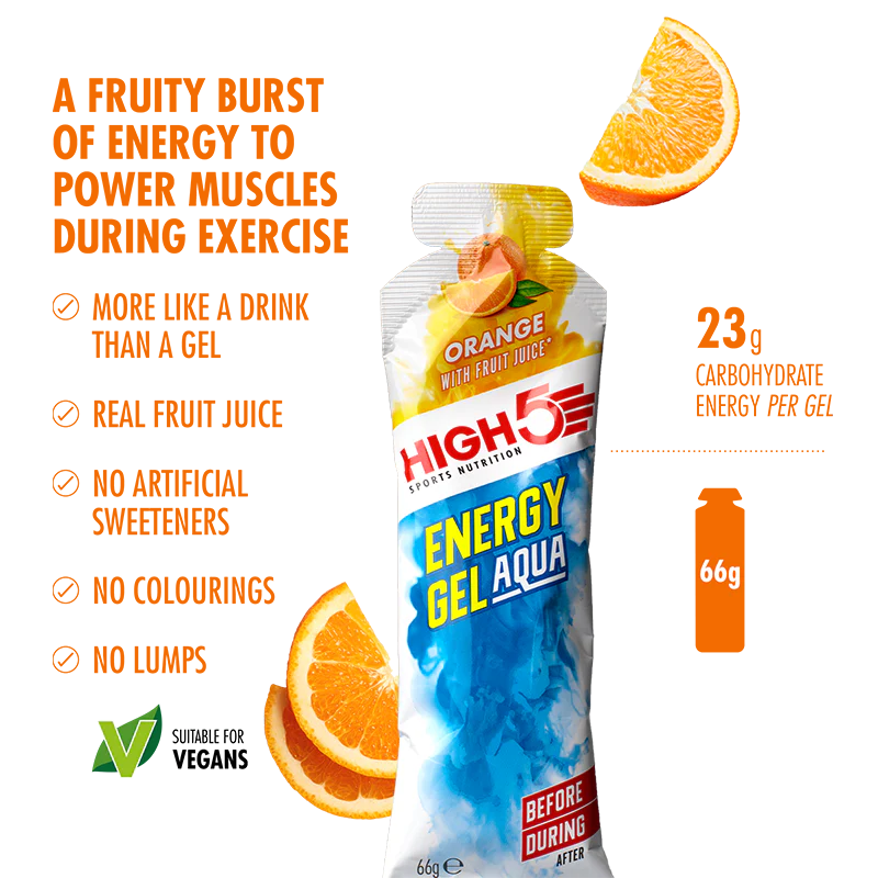Embalagem HIGH5 ENERGY GEL Aqua (15x 66g) Mistura de sabores