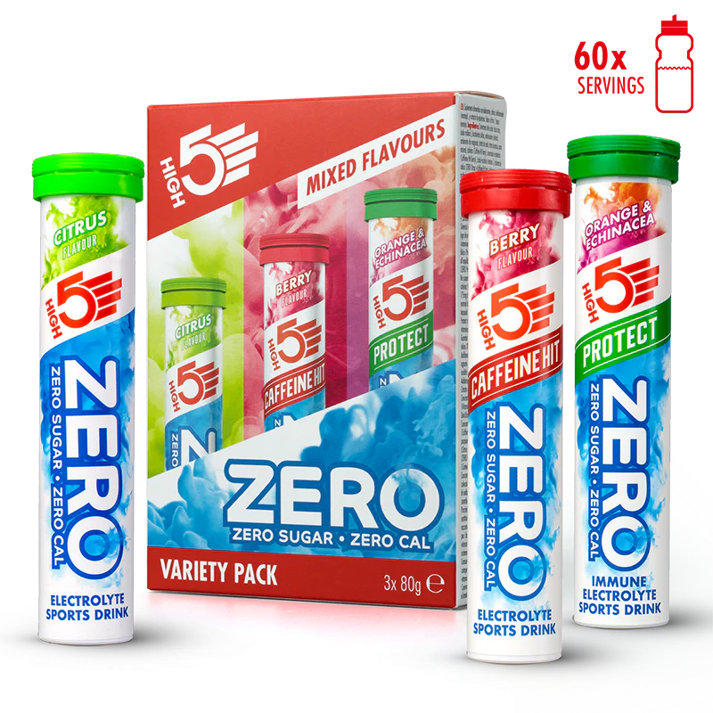 3x20 Pacote HIGH5 ZERO VARIETY PACK Pastilhas de frutos vermelhos cafeína/limão/laranja