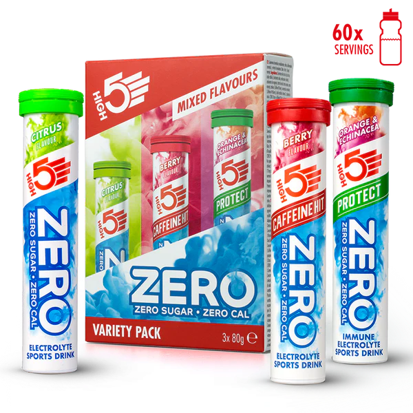 3x20 Pacote HIGH5 ZERO VARIETY PACK Pastilhas de frutos vermelhos cafeína/limão/laranja