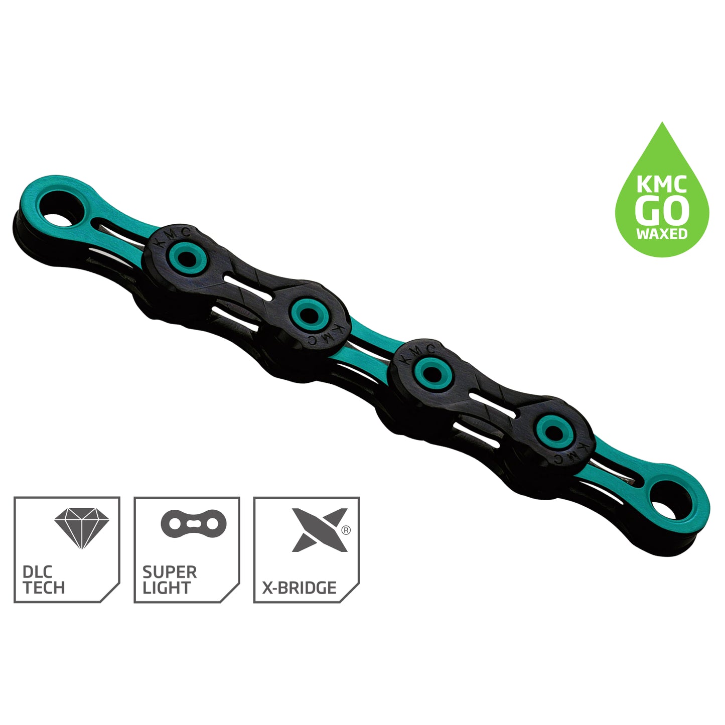 Corrente 11V KMC DLC11 Preto encerado/Celeste