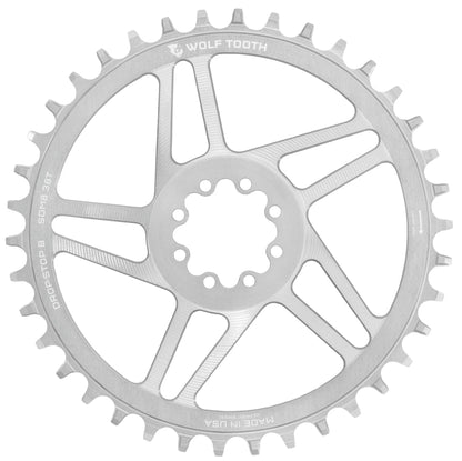 Prato Mono WOLF TOOTH DROP-STOP B GRAVEL DM 8 Parafusos Sram Raw Silver