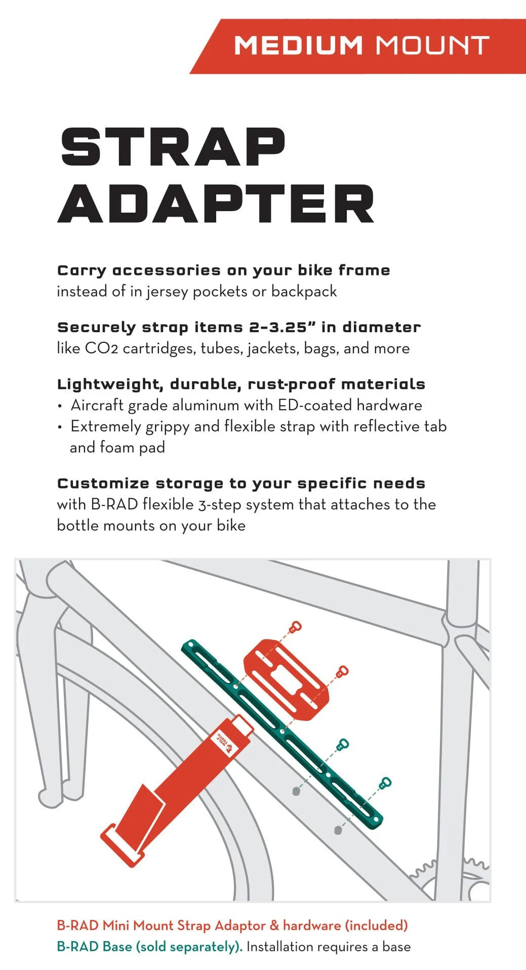 Cinta de armação e suporte WOLF TOOTH B-RAD Medium
