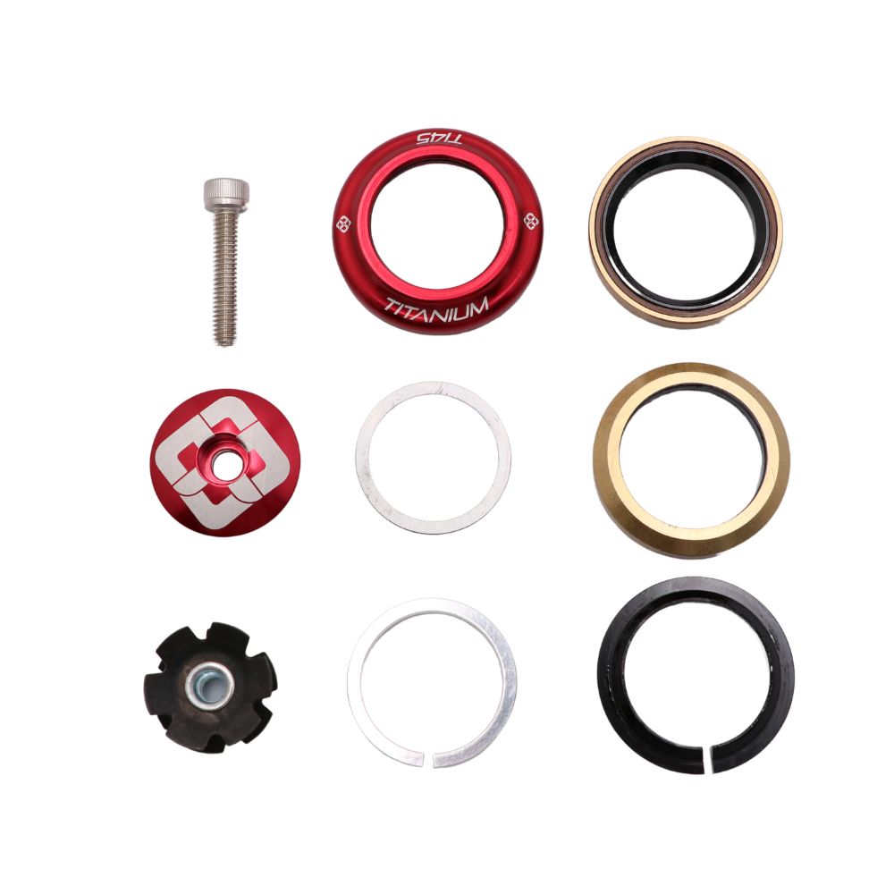 Jogo de Direção Integrado PRIDE Ti45 Titanium iIS42 1"1/8 Vermelho