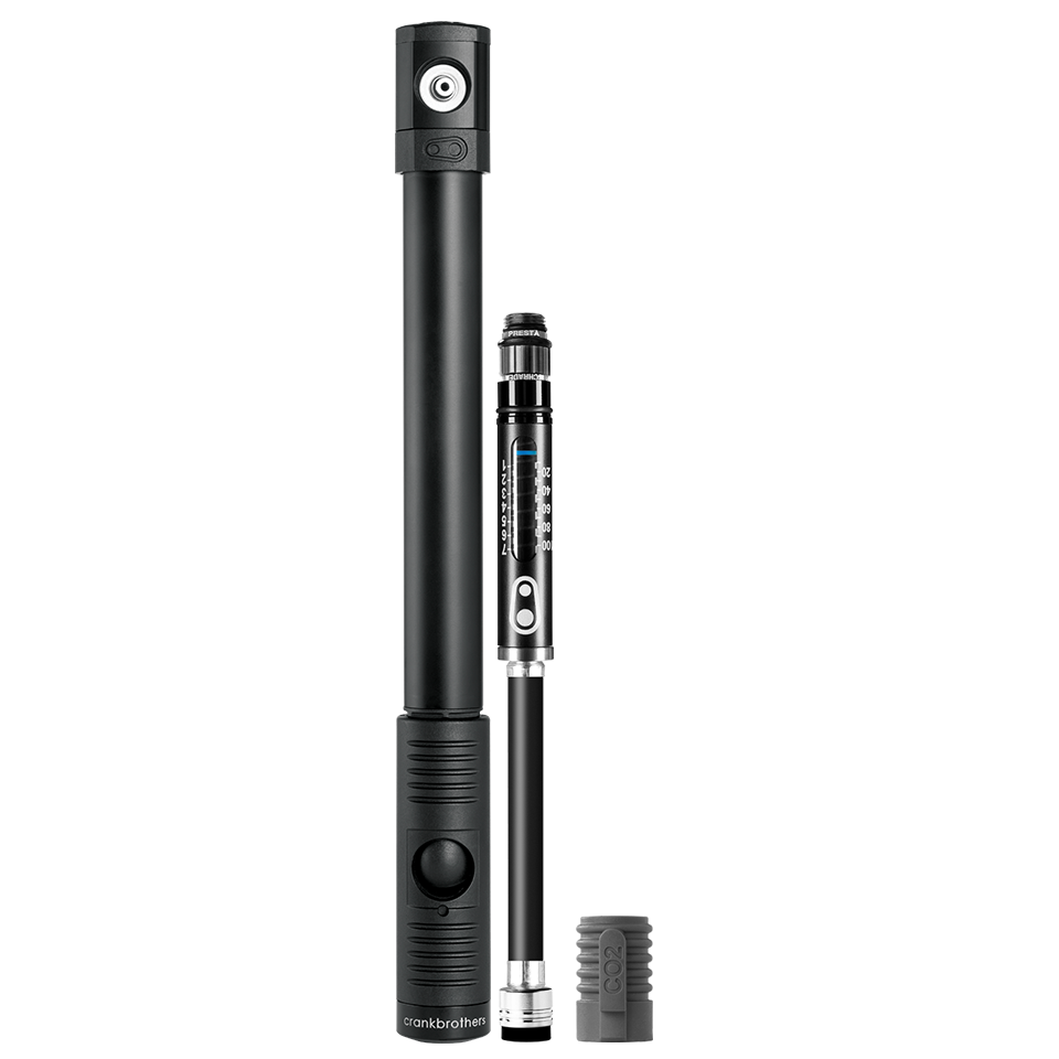 Bomba de mão CRANKBROTHERS KLIC HP com manómetro + bico de CO2 Midnight Edition