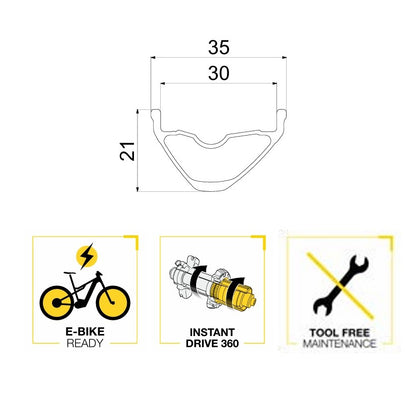 Roda Dianteira MAVIC E-CROSSRIDE 1 29" 30mm 15x110mm Boost