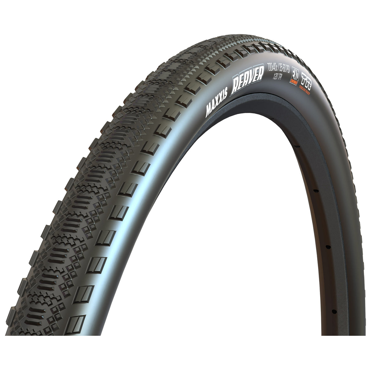 Pneu MAXXIS REAVER com flanco preto — vista de perfil
