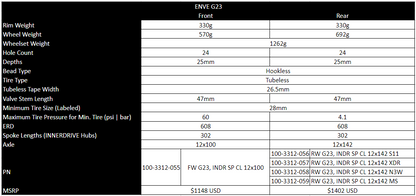 Roda Traseira ENVE G23 Tubeless Ready (Center Lock)