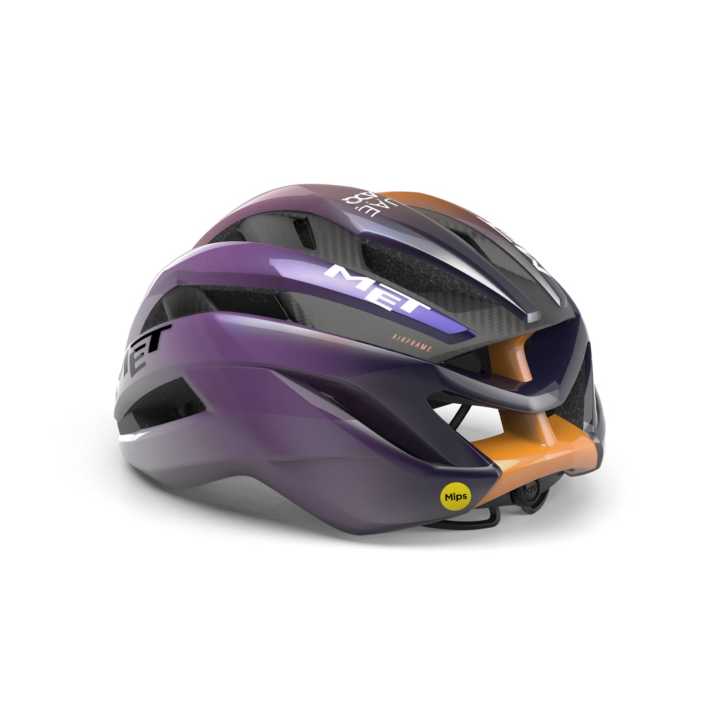 Capacete MET TRENTA 3K CARBON UAE TEAM ADQ 2026 Violeta/Laranja