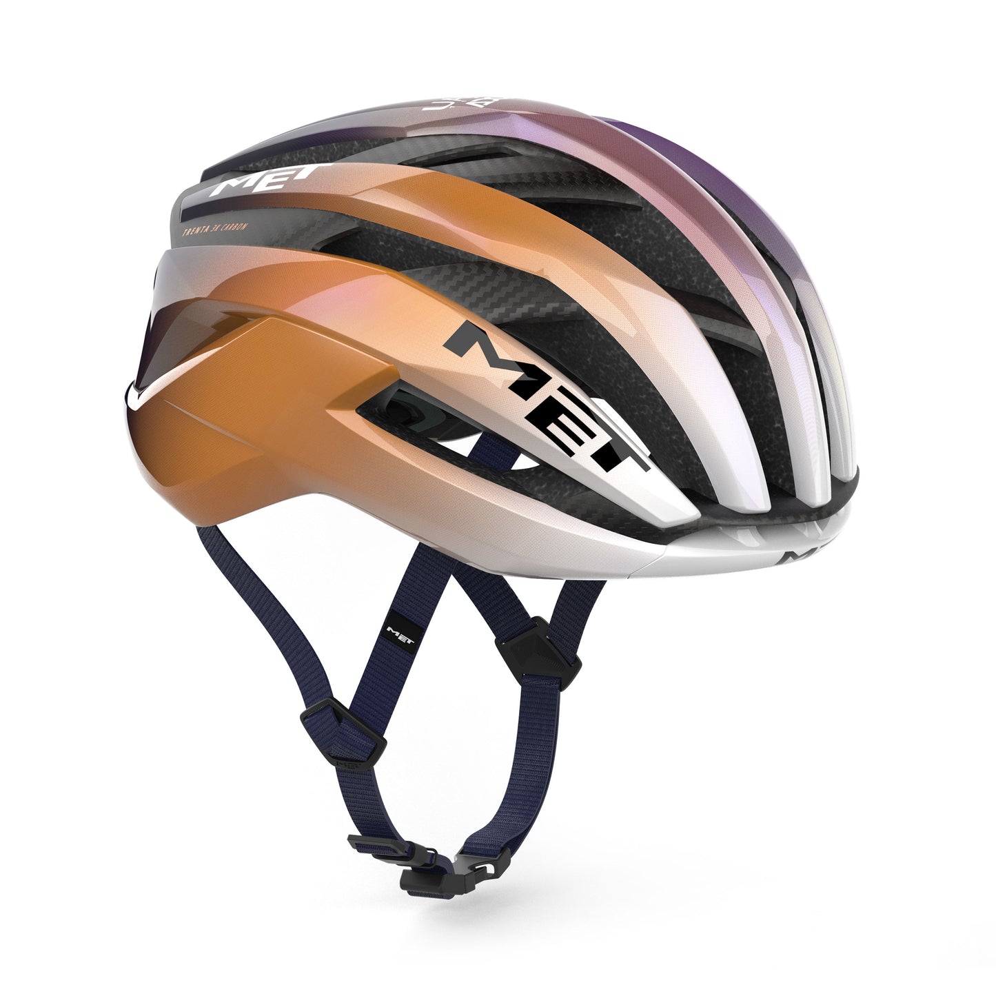 Capacete MET TRENTA 3K CARBON UAE TEAM ADQ 2026 Violeta/Laranja