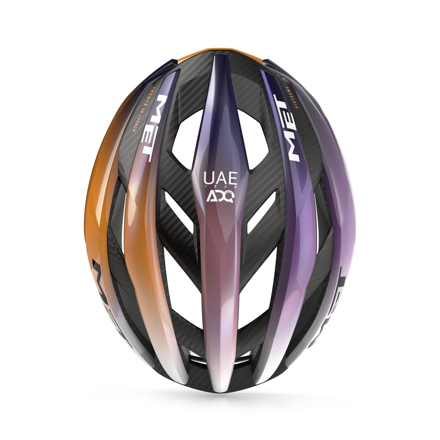 Capacete MET TRENTA 3K CARBON UAE TEAM ADQ 2026 Violeta/Laranja