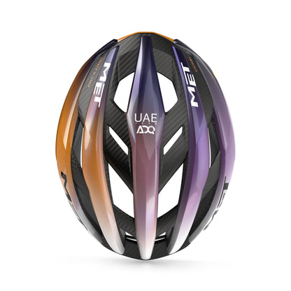 Capacete de Estrada MET TRENTA 3K CARBON MIPS UAE TEAM ADQ 2026 Violeta/Laranja