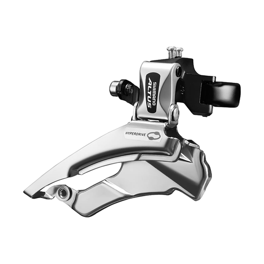 Desviador dianteiro SHIMANO ALTUS FD-M313 3x7/8V com abraçadeira alta — vista 1 sobre fundo branco