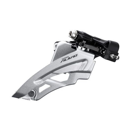 Desviador dianteiro SHIMANO ALIVIO FD-M3100-M 3x9V com abraçadeira alta — vista 1 sobre fundo branco